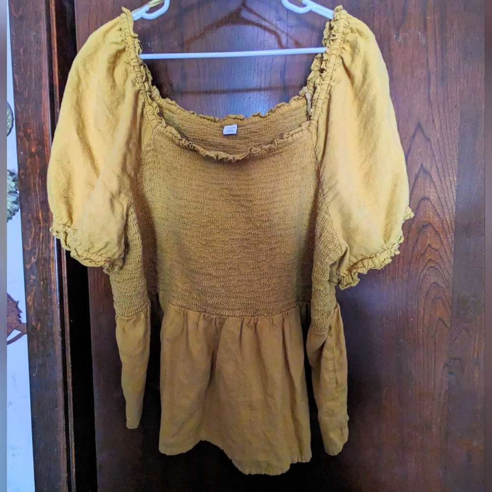 Mustard Peplum Cotton Top XXL Old Navy